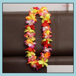 Decorative Flowers Wreaths Festive Party Supplies Home Garden 100Cm Flower Hawaiian Beach Ha Garland Leis Necklace Lei B D79