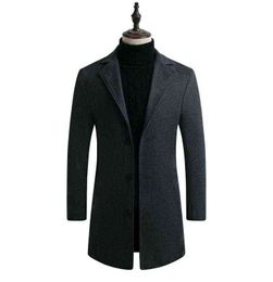 Men's Wool & Blends 2022 Brand Men's Woollen Coat Korean Style Slim Mid-Length Windbreaker CoatMen's T220810