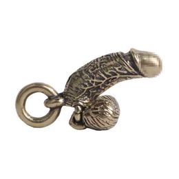 Creative Simulation Chick Mini Male Genitals Keychain Brass Male Penis Pendant AA220318