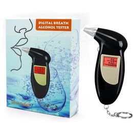 LCD Alcohol Tester Keychains Party Favour Portable Digital Alcohol Detector With 5Pcs Mouthpiece