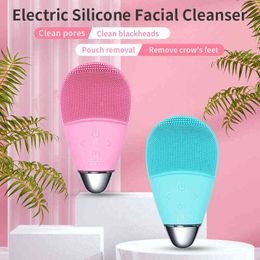 deep cleaning face brush Australia - Facial Cleansing Brush Silicone Electric Face Cleaner Vibration Massage Deep Pore Cleaning Skin Beauty Care Washable 220510
