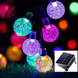 Strings Led Solar Outdoor Courtyard Decorative Bubble Lamp String Ball Crystal Waterproof Colour StringLED