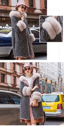 Women's Fur & Faux Real Coat Female Collar Down Jacket Winter Women Warm Wool Coats Korean Long Abrigo Mujer MY4461Women's Women'sWomen's