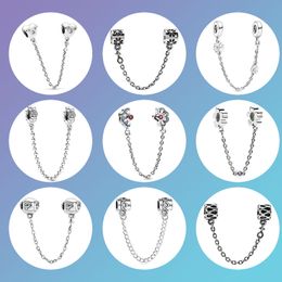 925 Silver fit Pandora Charm Bracelet bead 22 Types Safety Chain charmes ciondoli DIY Fine Beads Jewellery