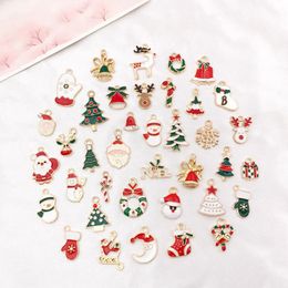 Christmas Decorations 20/30/38/50Pcs Tree Santa Claus DIY Ornaments Pendants Small Accessories For Making Necklaces EarringsChristmas Decora