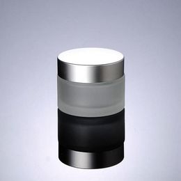 300pcs/lot Frosted glass 15ml small cosmetic bottle 15g empty cream jar with silver lids