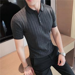 Mens Knit Shirt Striped Sleeve Online 