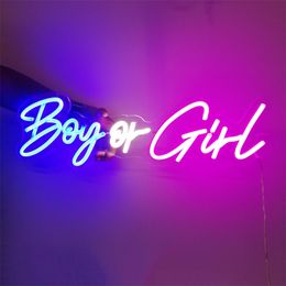 Custom 56x20cm Boy or Girl Led Flex Transparent Acrylic Oh Baby Neon Light Sign Wedding Party Decorati 220615