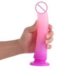 Nxy Dildos Dongs Soft Huge Silicone Dildo Strapon Female Masturbation Realistic Penis Big Dick with Suction Cup Adult Sex Toys for Women 220511