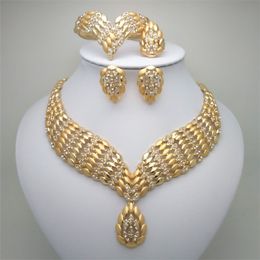 Kingdom Ma Fashion African Dubai Gold Jewellery Women African Beads Set Nigerian Bridal Jewellery Sets Wedding Accessories 220726