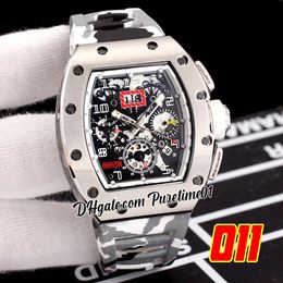 2022 A21j Automatic Mens Watch Steel Case Big Date Skeleton Dial Grey White Camouflage Rubber Strap Super Edition 5 Styles Puretime01 E139-011B2