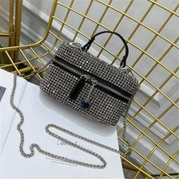 Top Quality Rhinestone Makeup Bags Luxury Designer Chain Shiny Diamonds Cosmetic Bags Lady Handbag Fashion Shoulder Crossbody Bag