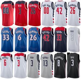 Screen Print Draft Pick Basketball Johnny Davis Jersey Kristaps Porzingis 6 Daniel Gafford 21 Bradley Beal 3 Kyle Kuzma 33 Kentavious Caldwell-Pope 1 Man Woman Youth