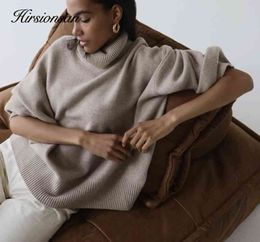 Hirsionsan turtle Neck Solid Cashmere Sweater Women Elegant Soft Warm Female Knitted Pullove T220824