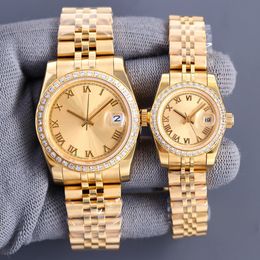 Top Automatic Mechanical Watches Mens Lady Watch Couple Style Water Proof Gold Diamond Wristwatches 36mm 28mm