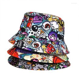 Berets Panama Bucket Hats Animal Letter Print Fisherman Hat Summer Sun For Women Men Reversible Fishing CapBerets Elob22