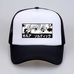 -Hunter x Hunter Killua Augen Baseballmütze Weibliche japanische Anime Hut Spaß Cartoon Print Dad Hut Harajuku Sommer Mesh Snapback Hüte