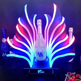 New Peacock Tail Champagne Glorifier Bar KTV NightClub VIP Serving Tray Ace of Spades Bottle Glow Presenter For Party Lounge Bar Wedding Decorations