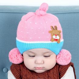 Hair Accessories Autumn Winter Cartoon Knitted Beanie Hat For Girls Cute Baby Hats Lovely Infant Boys Headwear Cap Kids 1-2Y