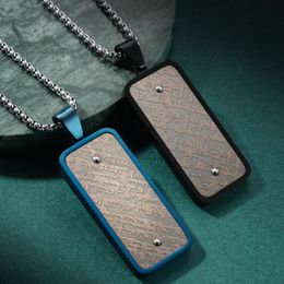 Pendant Necklaces Luxury Stainless Steel Army Soldier Jewellery Gift Retro Square 24Inch Chain Link Simple Male NecklacePendant