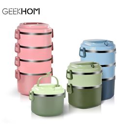 Japanese Lunch Box for Kids Bento Box Stainless Steel 1/2/3 Layers Picnic Thermos Lunch Food Container Lunchbox Leakproof 201015