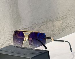 Men Vintage Eyewear Sunglasses 9102 Gold Blue Shaded Sport Glasses with Box