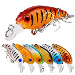 9 Colours Fish Hooks ABS Plastic Crankbait Fishing Lure 4.5cm/4g Artificial Print Hard Bait 10# 2 Hook Tackle K1623