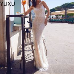 Luxury heavy pearls Prom Dress abiti da cerimonia da sera formal long sleeves high quality mermaid evening dresses 2022 tassels prom gowns