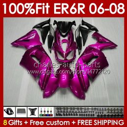 OEM Fairings Kit For KAWASAKI NINJA ER6 650 R ER 6 F 650R ER6F 06 07 08 Body 139No.69 650-R ER 6F ER-6F 2006 2007 2008 650R-ER6F 06-08 Injection mold Bodywork pearl rose blk