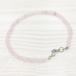 Wholesale Rose Quart Z Crystal Anklet Natural Gem Stone Mala Bead 4 Mm Mini Jewellery Link Chain