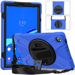 Tablet Cases For Huawei M6 10.8 With 360 Degree Rotation Kickstand Design Shockproof Anti Fall Protective Cover Shoulder & Hand Strap