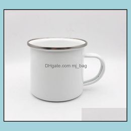 Tumblers Drinkware Kitchen Dining Bar Home Garden Sublimation Enamel Coffee Mug 12Oz Cam Metal Mugs Steel M Dhw2E