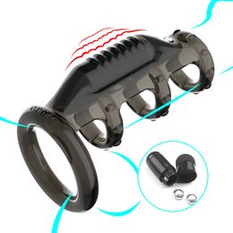VibratingPenis Ring sexy Toys for Men Time Delay Ejaculation G Spot Stimulator Bullet Vibrators Cock Sleeve Rings Male Massager