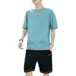 Men's T-Shirts Fashion Fitness Summer Shirt +Shorts Outwear Men Sets T Shirts Pants Clothing Suit Casual Tshirt 2022 Large Size M-3XL