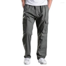Men's Pants Summer Spring 6XL Plus Size Cargo Men Casual Loose Big Side Pocket Khaki Green Black Cotton Trousers WeightMen's Naom22