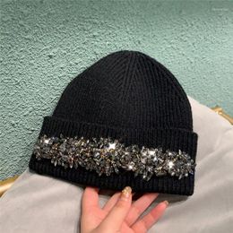 Beanie/Skull Caps French Fund Is Knit Cap Of Black White Wool Whole Handiwork Diamond Autumn Winter Go On A Trip To Protect Warm Ear Chur22