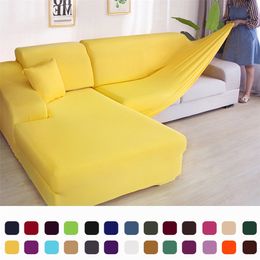 solid corner sofa covers couch slipcovers elastica material skin protector for pets chaselong cover L shape armchair 220513