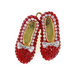 10 Pcs/Lot Fashion Style Pendant Crystal Red High-Heeled Wizard Of Oz Shoes Rhinestone Pendants Charm For Women Lady Gift