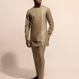 for Man Long Sleeve Dashiki Fashion African Style Mens Suit Men Clothing ONeck Casual Tops and Pant 220722