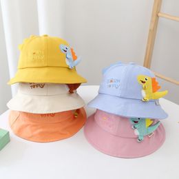 Berets Cotton Cute Cartoon Dinosaur Bucket Hat Fisherman Outdoor Travel Hats For Child Boy And Girl 26