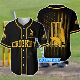 Cricket Custom Name Baseball Shirt Jersey 3D All Over Printed Men s Casual s hip hop Tops 220707