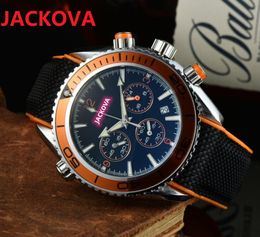 Two Three Eyes Series Mens Lumious Watches 43mm Quartz Movement Time Clock Watch Full Functional Nylon Fabric Arrow Pins Chronograph wristwatch All Dials Work