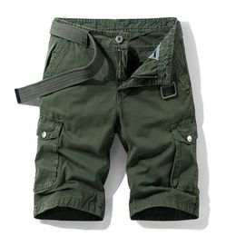 High Quality Summer Mens Baggy Multi Pocket Military Cargo Shorts Male Cotton Mens Tactical Shorts Short Pants No Belt 210322