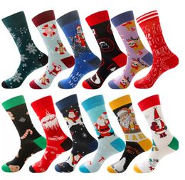 Christmas Socks Cotton Funny Men Graphic Socks Santa Claus Elk Snowman Cartoon Breathable Printing 2022 2023 Xmas Happy Gift C0718G02