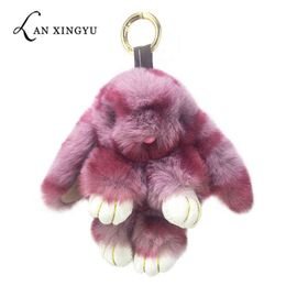New faux fur rabbit key chain pendant ladies bag car key hang plush toy accessories holiday gifts AA220318