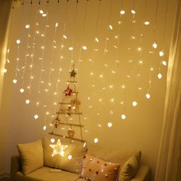 Strings Heart Shape Curtain Lights 112 LED 8 Modes Waterproof Twinkle String Home Decor For Bedroom Wedding Valentine Wall D30LED