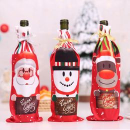 Christmas Decorations 1pcs Wine Bottle Covers Santa Claus Snowman Reindeer Patterns Design Tableware For Year DecorationChristmas