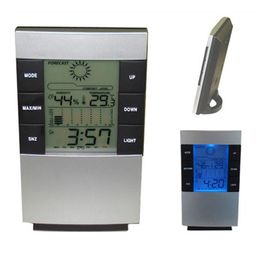 Digital Wireless LCD Thermometer Hygrometer Temperature Instruments Electronic Indoor Temperature Humidity Metre Clock Weather Station