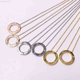Jewellery Pendant Necklace female classic circle shape Titanium Fashion aurum Silver Rose Gold trend versatile couple with box244x