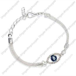 Luxury Plated Charm Bracelets Cz Crystal Blue Evil Eye Enamel Turkish Lucky Beads for Women Jewelry